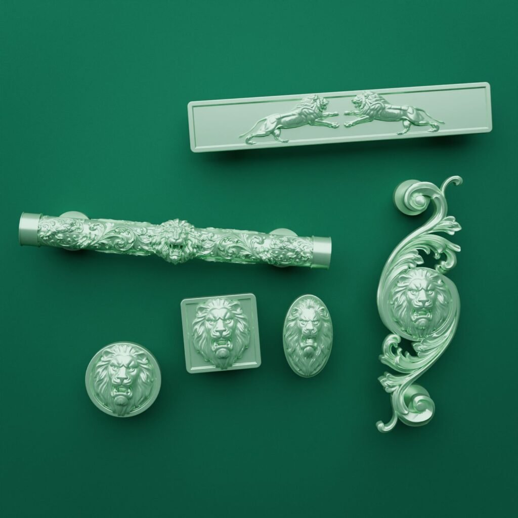 Comparaison des silhouettes — poignée de meuble Lion Rugissant Emeraude Claire M — Holdon Paris