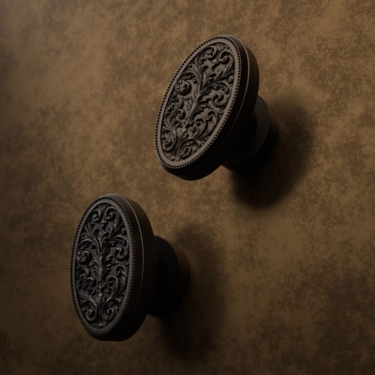 Comparaison des finitions — poignée de meuble Médaillon Florentin Rinceaux Bronze S — Holdon Paris