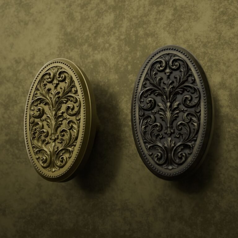 Comparaison des finitions — poignée de meuble Médaillon Florentin Rinceaux Laiton L — Holdon Paris