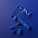 Comparaison des silhouettes — poignée de meuble Rinceaux Bleu Electrique L — Holdon Paris