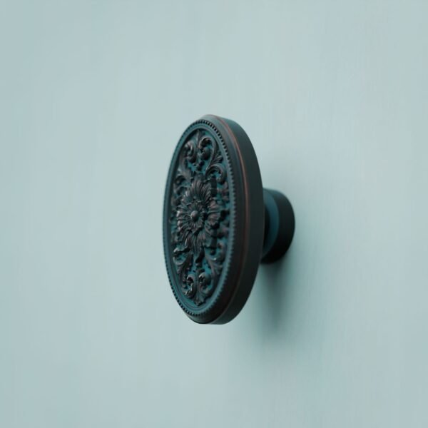 Florentine Medallion, Rosette, L, Azurite Copper