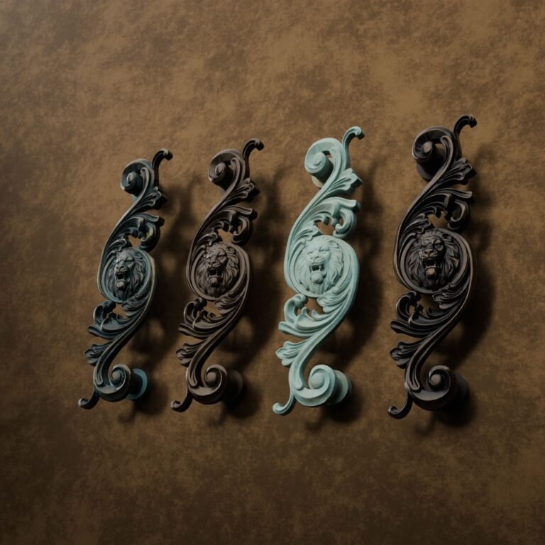 Classica Arabeske, Brüllender Löwe, L, Bronze Grünspan, Oberflächenvergleich