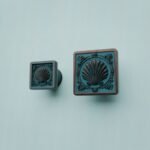 Palazzo Square, Shell, S, Azurite Copper, size comparison
