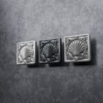 Comparaison couleur Gris / Argenté : poignée de meuble Carré Palazzo Coquillage L en aluminium et résine biosourcée (Holdon Paris)