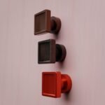 Comparaison couleur Rouge : poignée de meuble Carré Palazzo Essentiel S en résine biosourcée et cuivre (Holdon Paris)