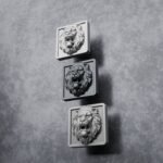 Comparaison couleur Gris / Argenté : poignée de meuble Carré Palazzo Lion Rugissant M en aluminium et résine biosourcée (Holdon Paris)