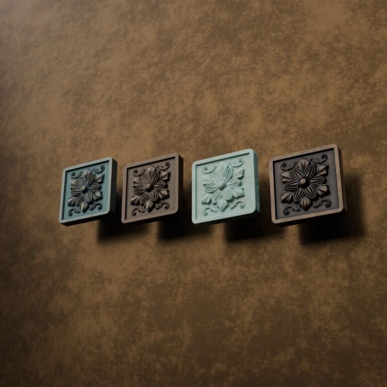 Palazzo Square, Rosette, M, Verdigris Bronze, finish comparison