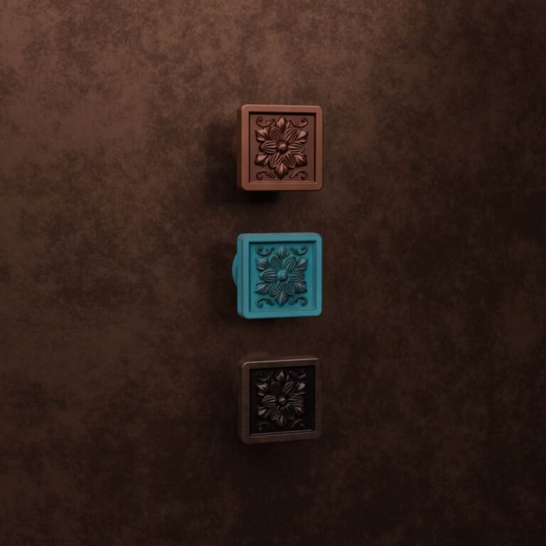 Palazzo Square, Rosette, S, Azurite Copper, finish comparison