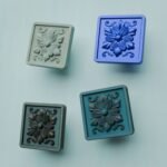 Comparaison couleur Bleu : poignée de meuble Carré Palazzo Rosace M en résine biosourcée, bronze et cuivre (Holdon Paris)