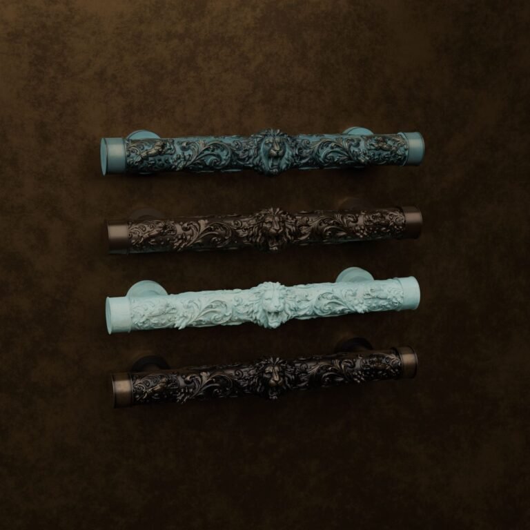 Florentine Column, Roaring Lion, M, Verdigris Bronze, finish comparison