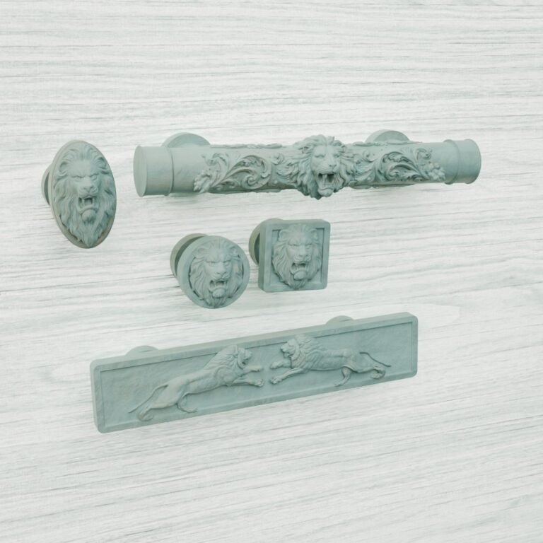 Florentiner Säule, Brüllender Löwe, S, Bronze Versunken, Silhouettenvergleich