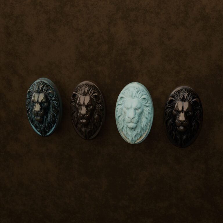 Florentiner Medaillon, Schlafender Löwe, L, Bronze Grünspan, Oberflächenvergleich