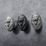 Comparaison couleur Gris / Argenté : poignée de meuble Médaillon Florentin Lion Rugissant S en aluminium et résine biosourcée (Holdon Paris)