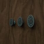 Florentiner Medaillon, Rosette, S, Bronze Grünspan, Größenvergleich