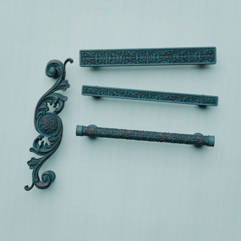 Palazzo Slim Bar, Scrollwork, XL, Azurite Copper, silhouette comparison