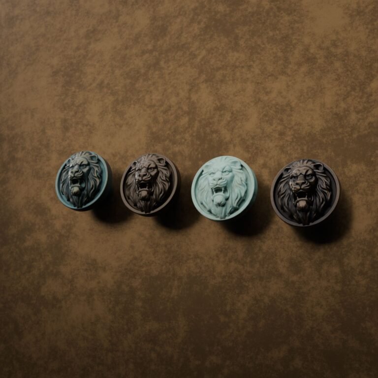 Classica Rund, Brüllender Löwe, M, Bronze Antik, Oberflächenvergleich