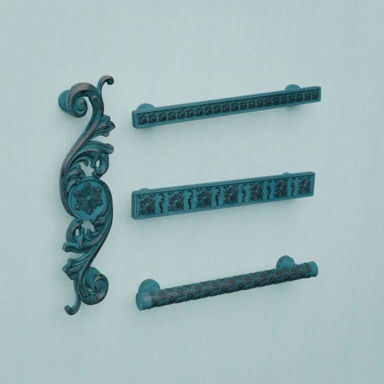 Florentine Column, Rosette, XL, Azurite Copper, silhouette comparison