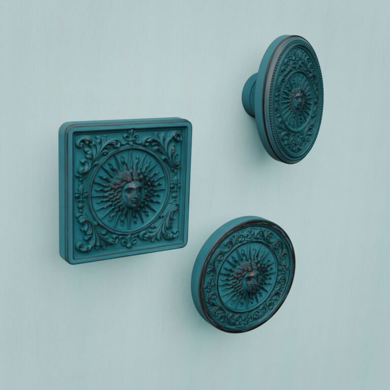 Florentine Medallion, Royal Sun, L, Azurite Copper, silhouette comparison
